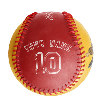 Custom Gold Red Half Leather Red Authentic Baseballs