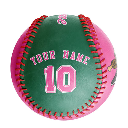 Custom Pink Kelly Green Half Leather Pink Authentic Baseballs