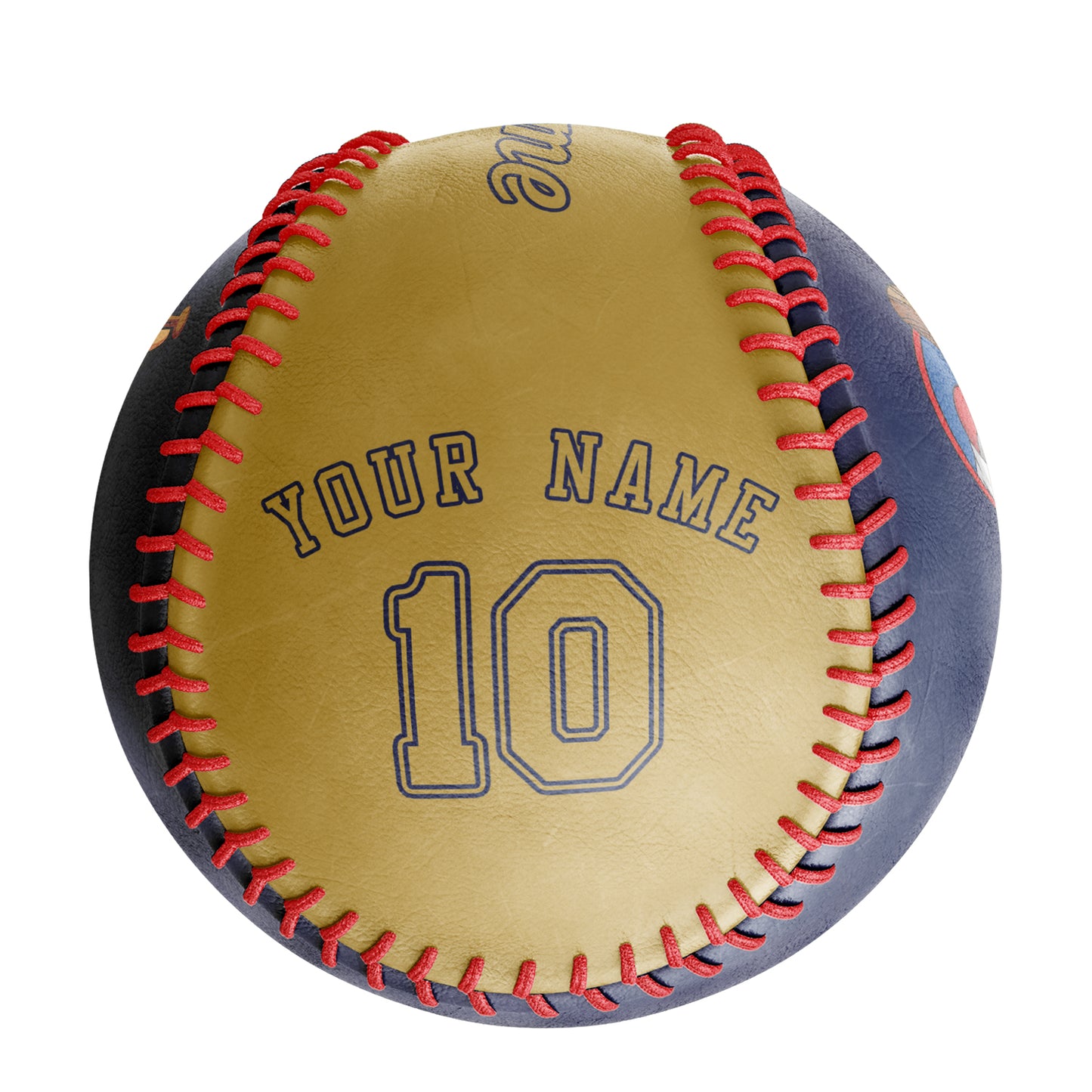 Custom Navy Old Gold Half Leather Old Gold Authentic Baseballs