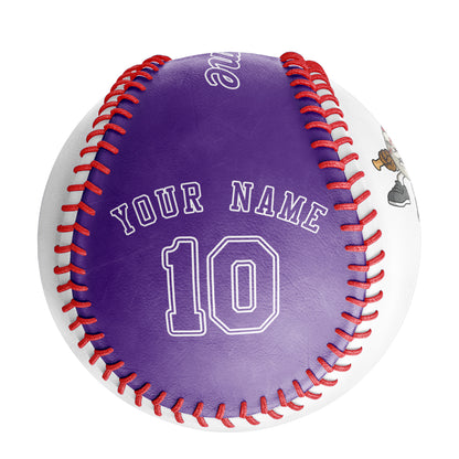 Custom White Purple Half Leather Purple Authentic Baseballs