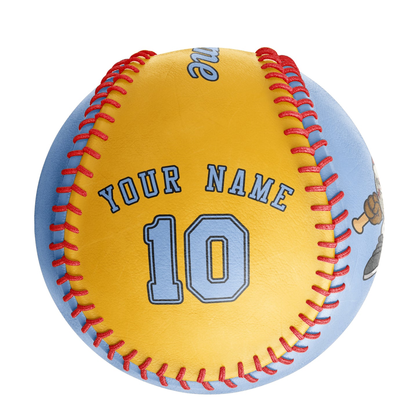 Custom Blue Gold Half Leather Blue Authentic Baseballs