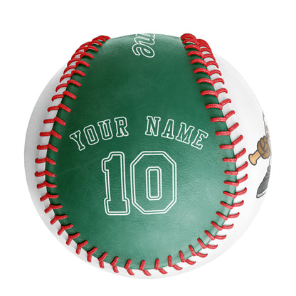 Custom White Kelly Green Half Leather Kelly Green Authentic Baseballs