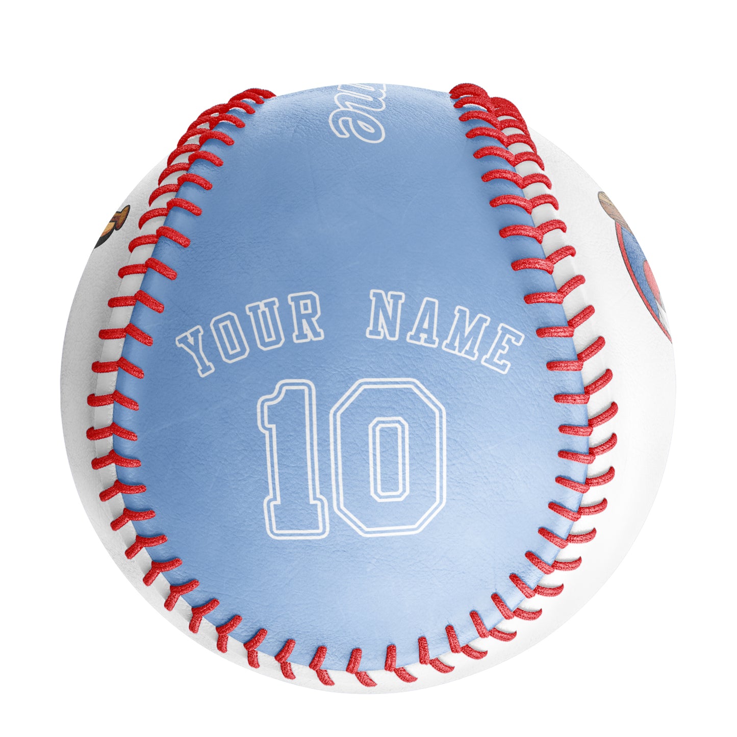 Custom White Blue Half Leather Blue Authentic Baseballs