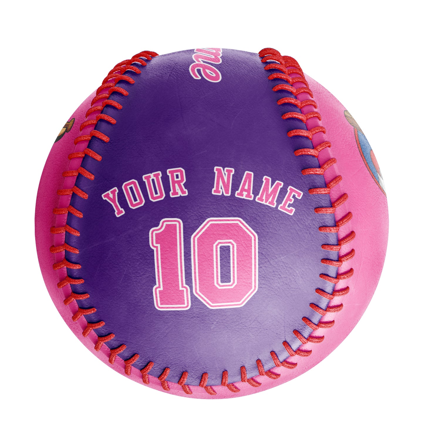 Custom Pink Purple Half Leather Pink Authentic Baseballs