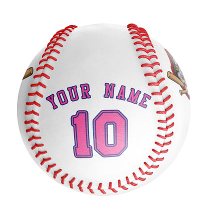 Custom White Leather Pink Authentic Baseballs