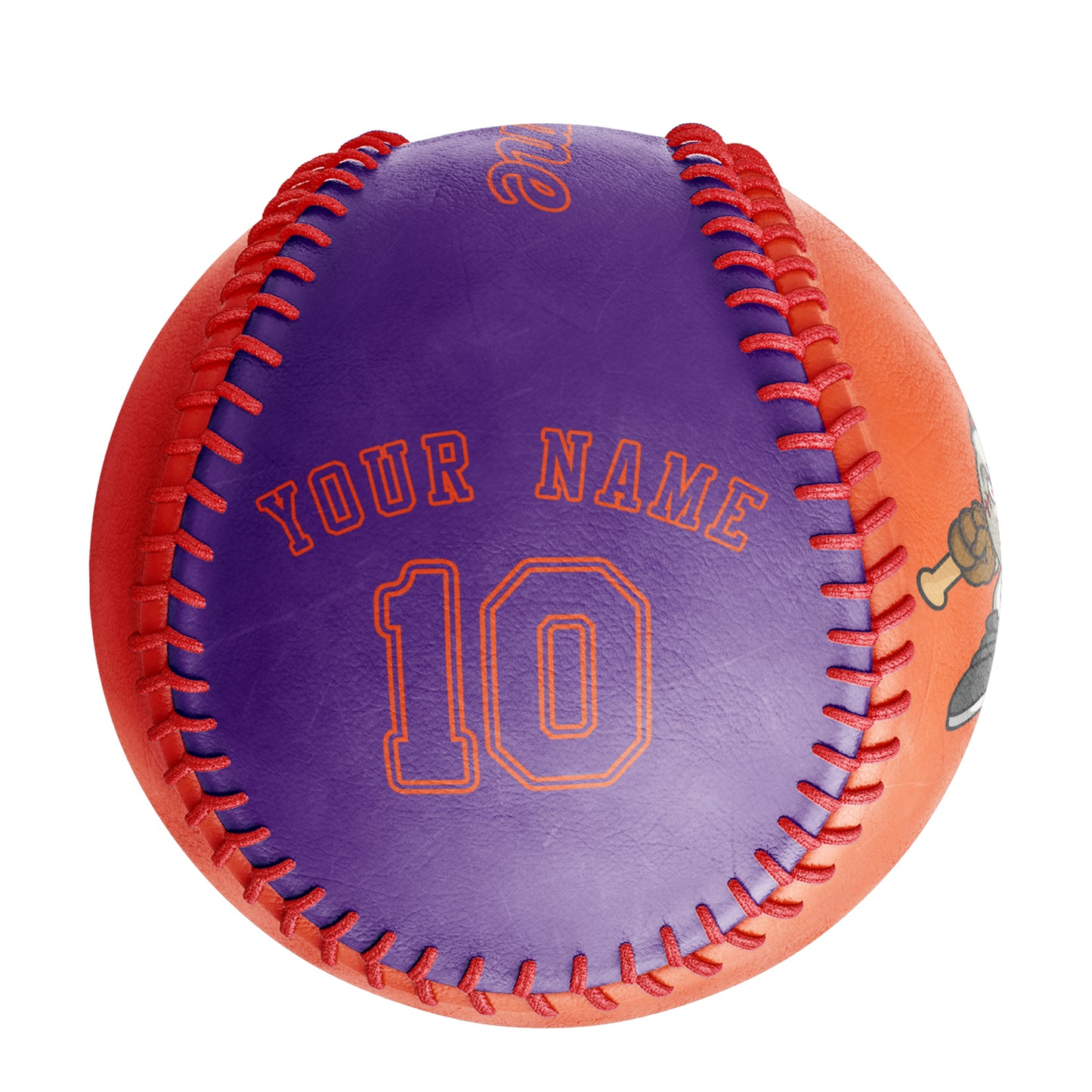 Custom Orange Purple Half Leather Purple Authentic Baseballs