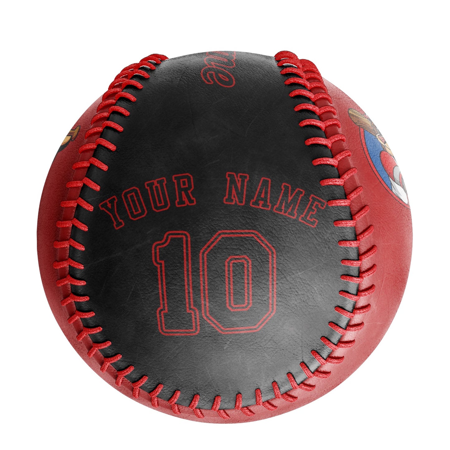 Custom Red Black Half Leather Black Authentic Baseballs