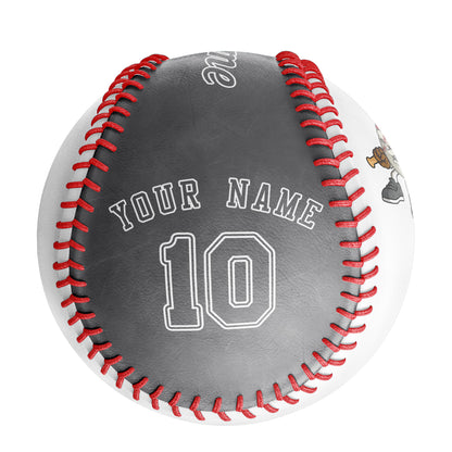 Custom White Gray Half Leather Gray Authentic Baseballs