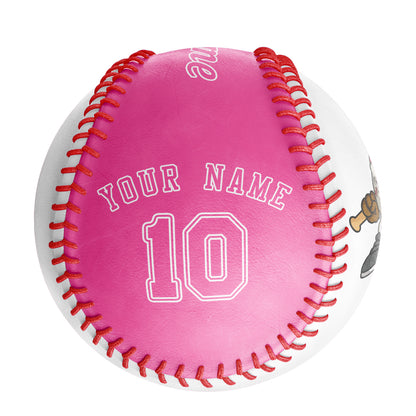 Custom White Pink Half Leather Pink Authentic Baseballs