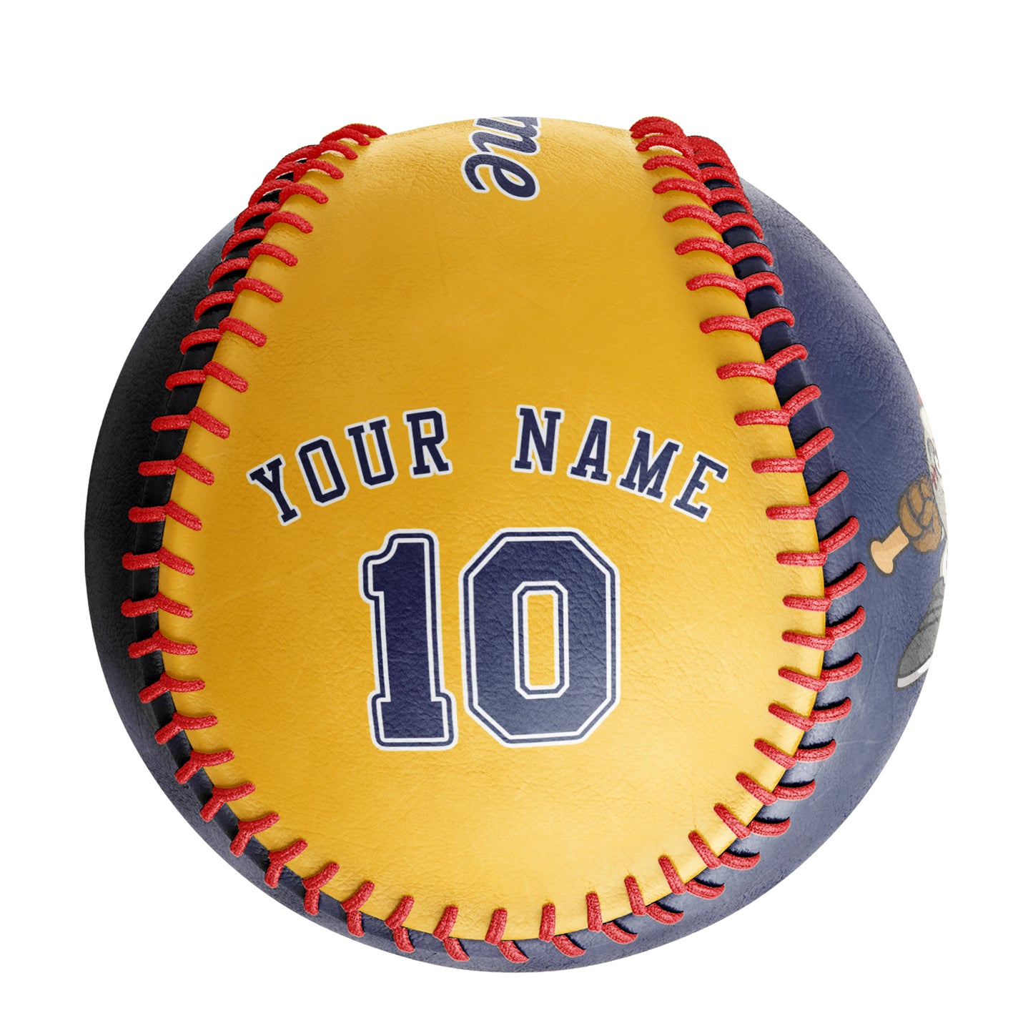 Custom Navy Gold Half Leather Navy Authentic Baseballs