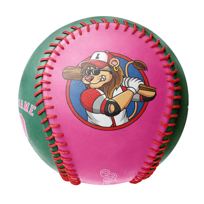 Custom Pink Kelly Green Half Leather Pink Authentic Baseballs