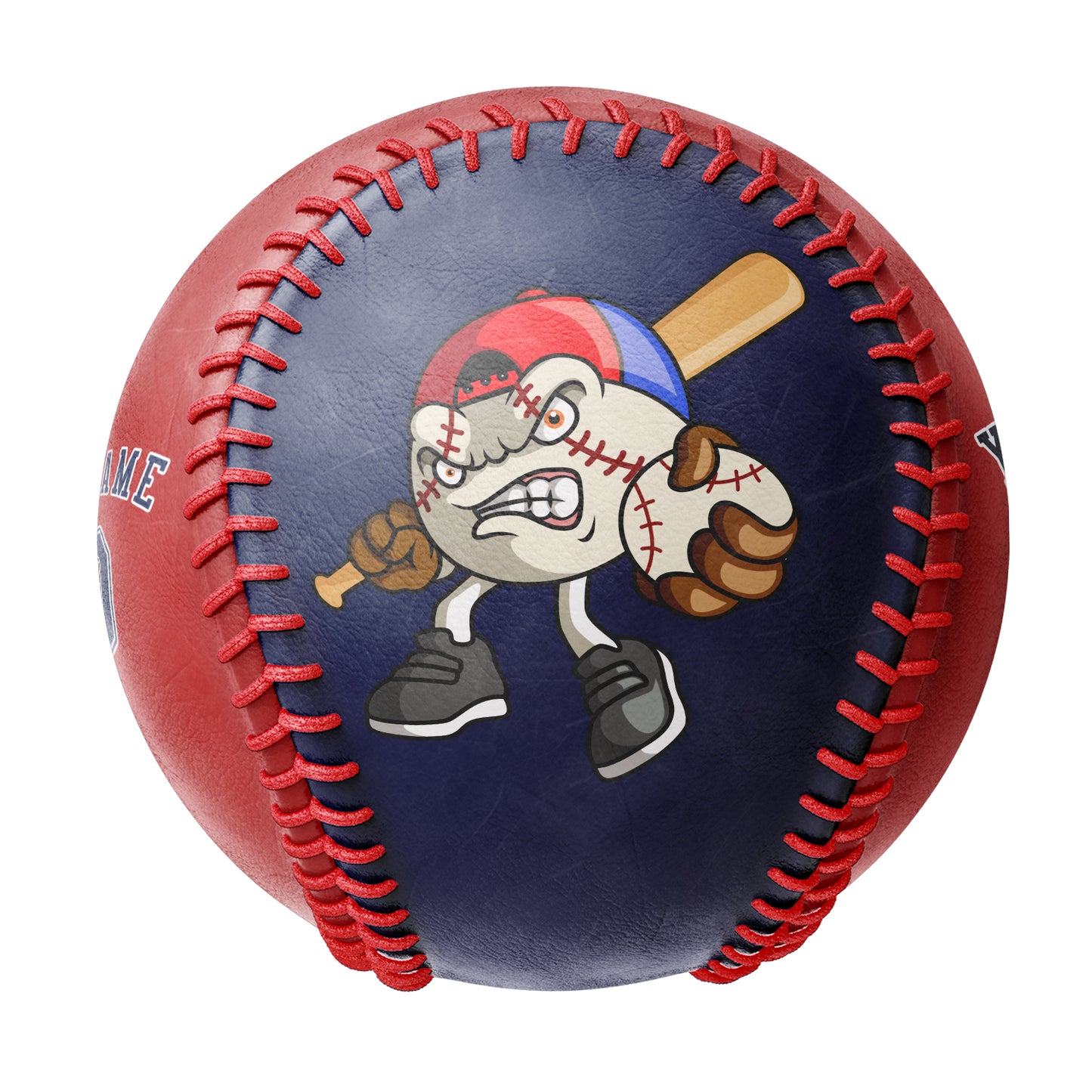 Custom Navy Red Half Leather Navy Authentic Baseballs