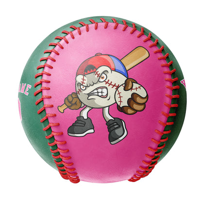 Custom Pink Kelly Green Half Leather Pink Authentic Baseballs