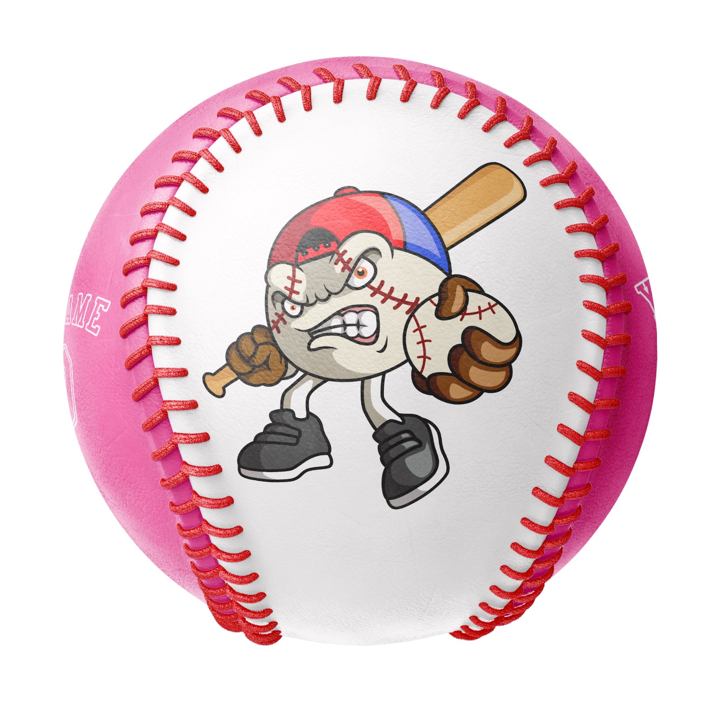 Custom White Pink Half Leather Pink Authentic Baseballs