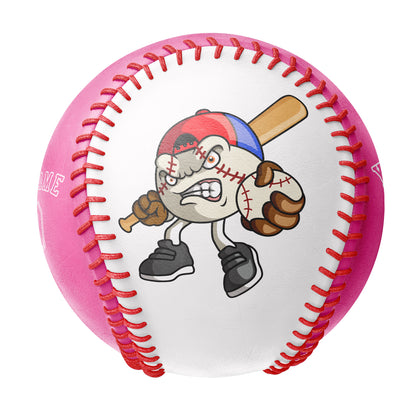 Custom White Pink Half Leather Pink Authentic Baseballs