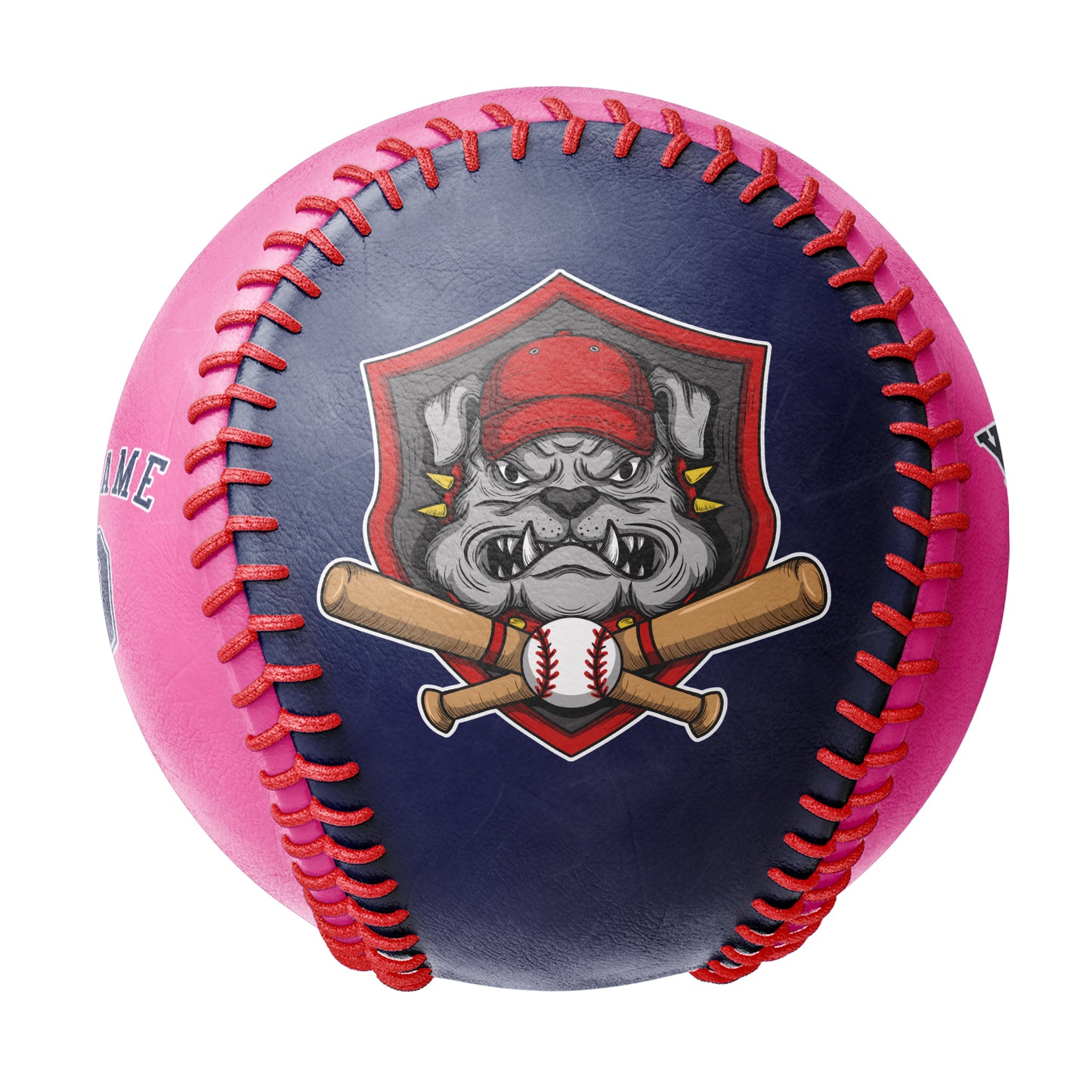 Custom Navy Pink Half Leather Navy Authentic Baseballs