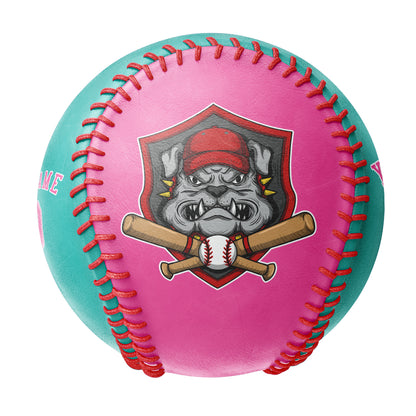 Custom Pink Aqua Half Leather Pink Authentic Baseballs