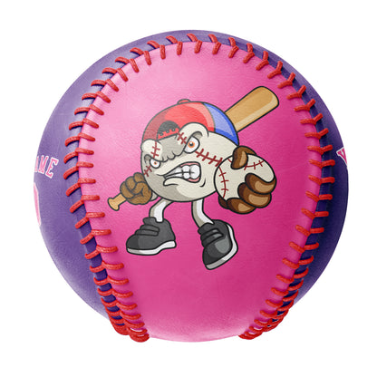 Custom Pink Purple Green Half Leather Pink Authentic Baseballs