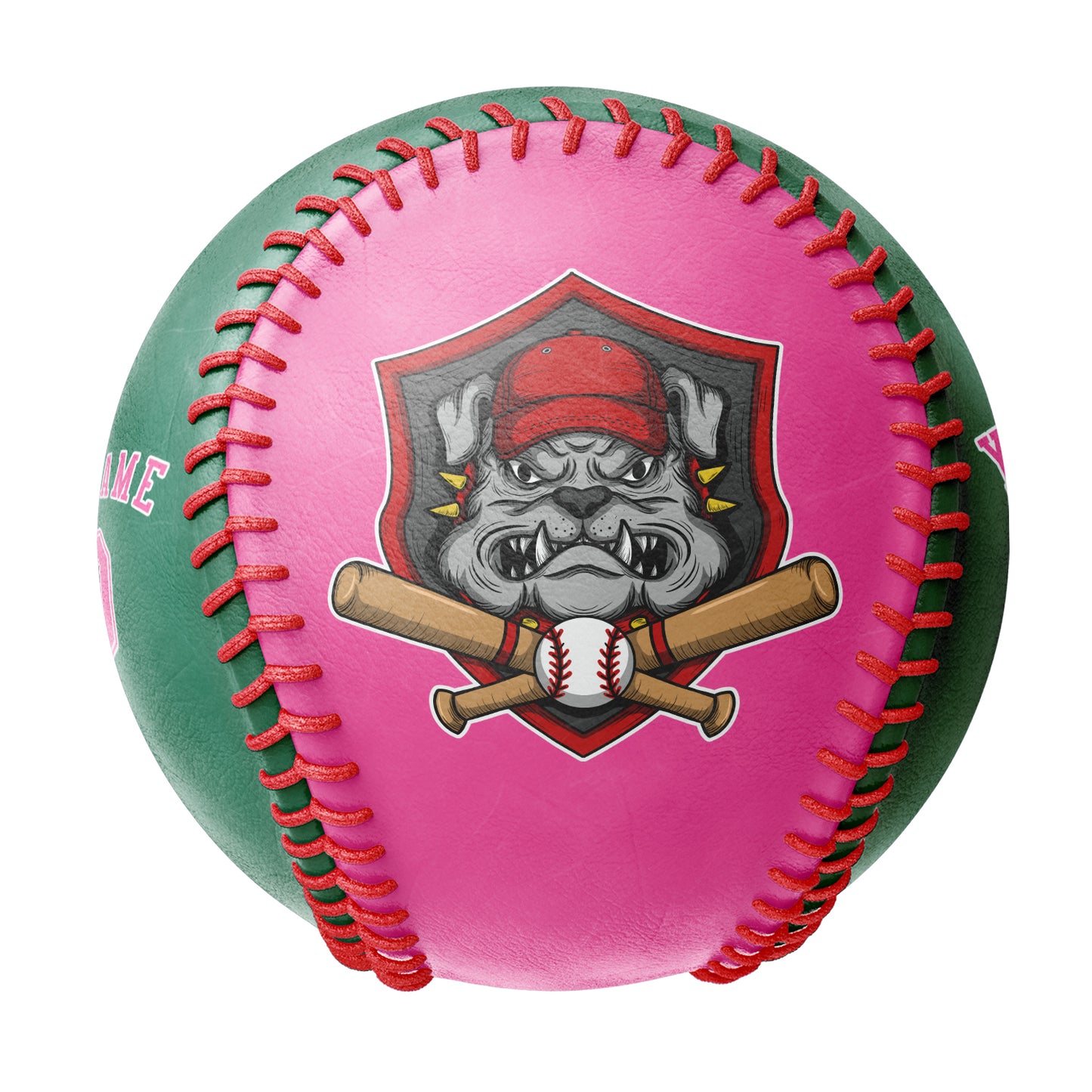 Custom Pink Kelly Green Half Leather Pink Authentic Baseballs