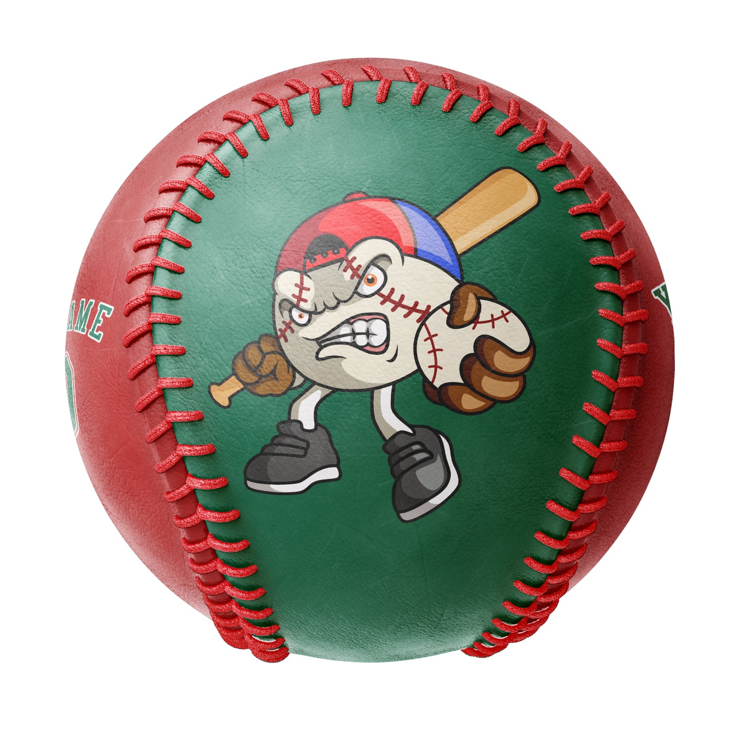 Custom Kelly Green Red Half Leather Kelly Green Authentic Baseballs