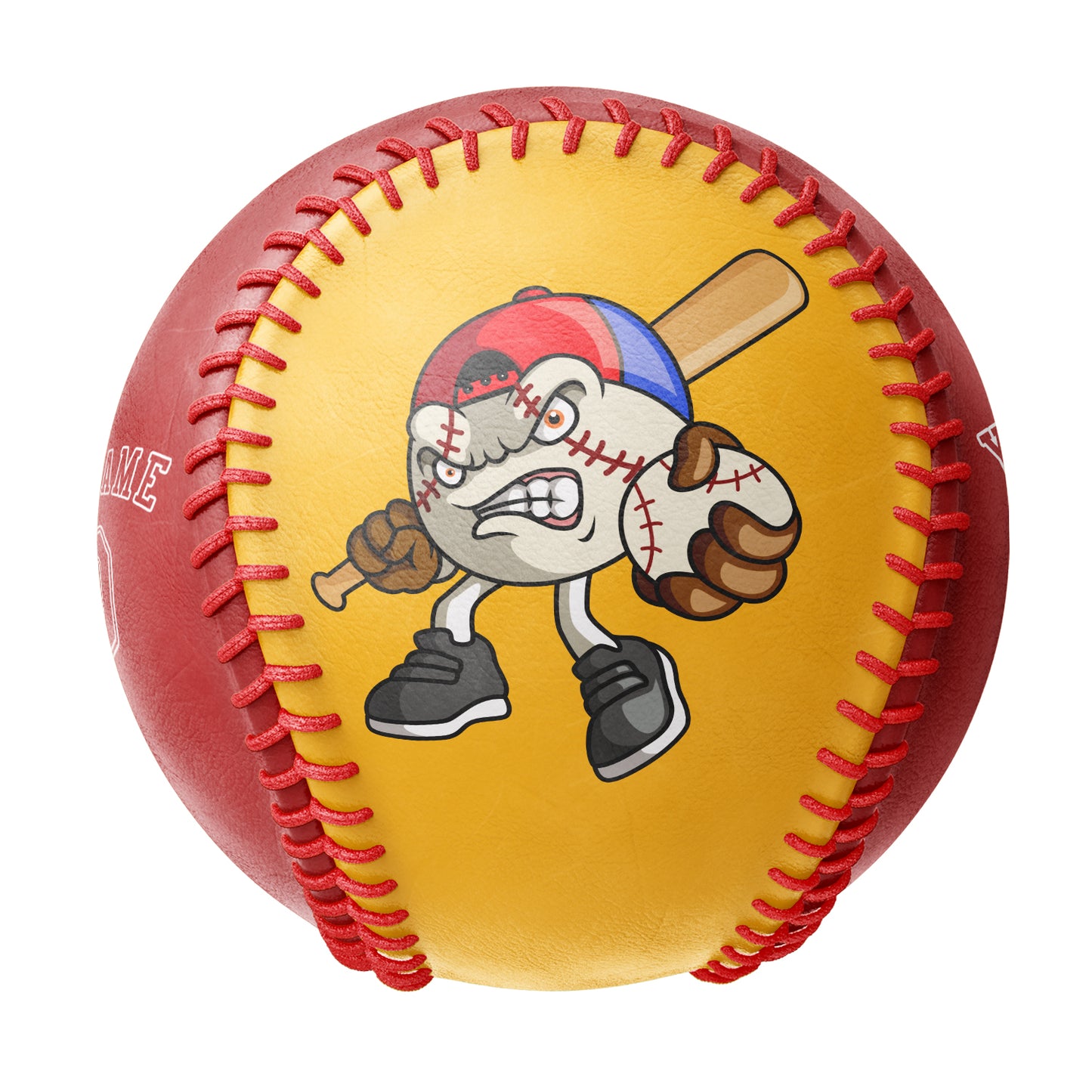 Custom Gold Red Half Leather Red Authentic Baseballs