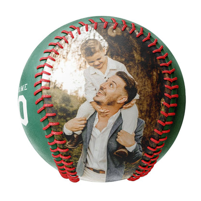 Personalized Dad Name Age Photo Kelly Green Baseballs