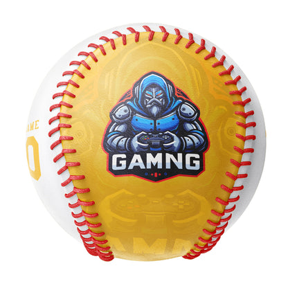 Personalized Game Name Time Logo Gold White Baseballs