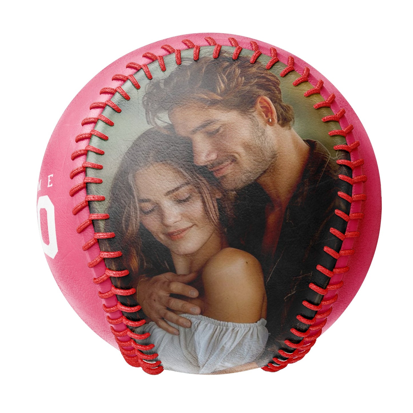 Personalized Anniversary Name Time Photo Neon Pink Baseballs