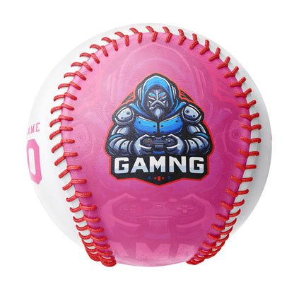 Personalized Game Name Time Logo Pink White Baseballs