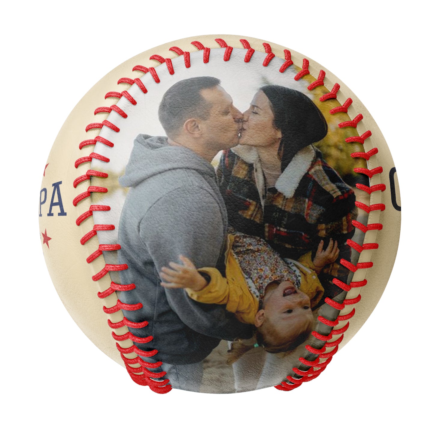 Personalized Dad Grandpa Khaki Photo Baseballs