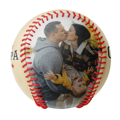 Personalized Dad Grandpa Khaki Photo Baseballs