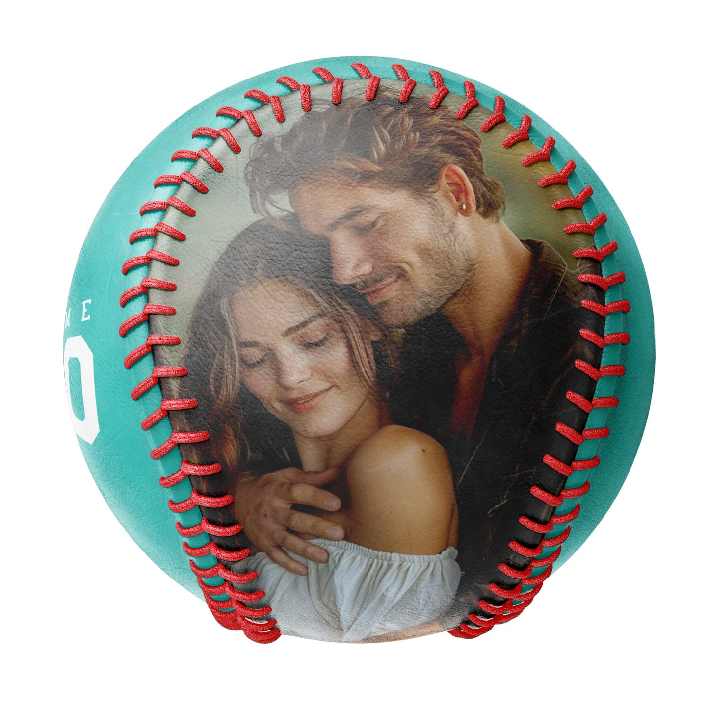 Personalized Anniversary Name Time Photo Aqua Baseballs