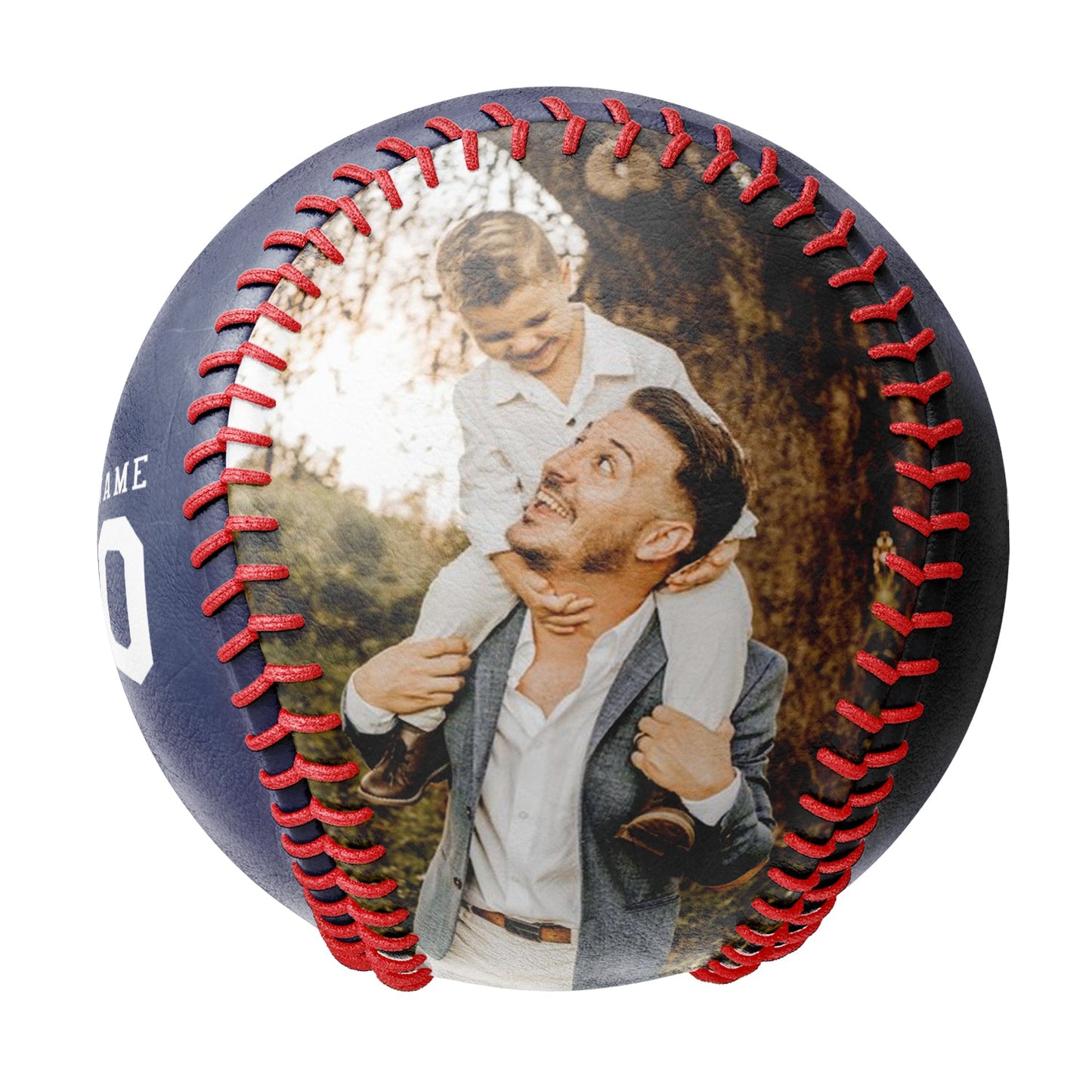 Personalized Dad Name Age Photo Navy Baseballs