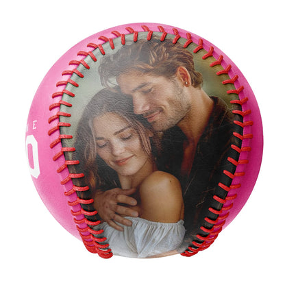 Personalized Anniversary Name Time Photo Pink Baseballs