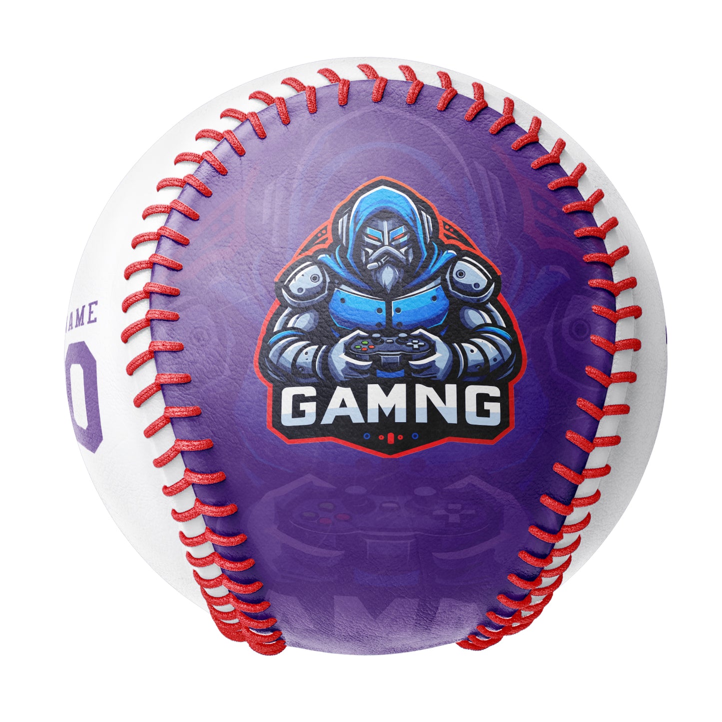 Personalized Game Name Time Logo Purple White Baseballs