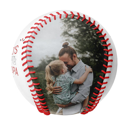 Personalized Dad Grandpa Photo Name White Baseballs,World's Greatest Grandpa,Father's Day Gift