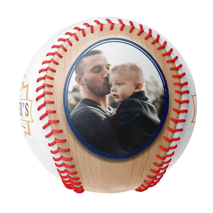 Personalized Dad Grandpa Photo Time Wood White Baseballs,World's Best Dad,Father's Day Gift