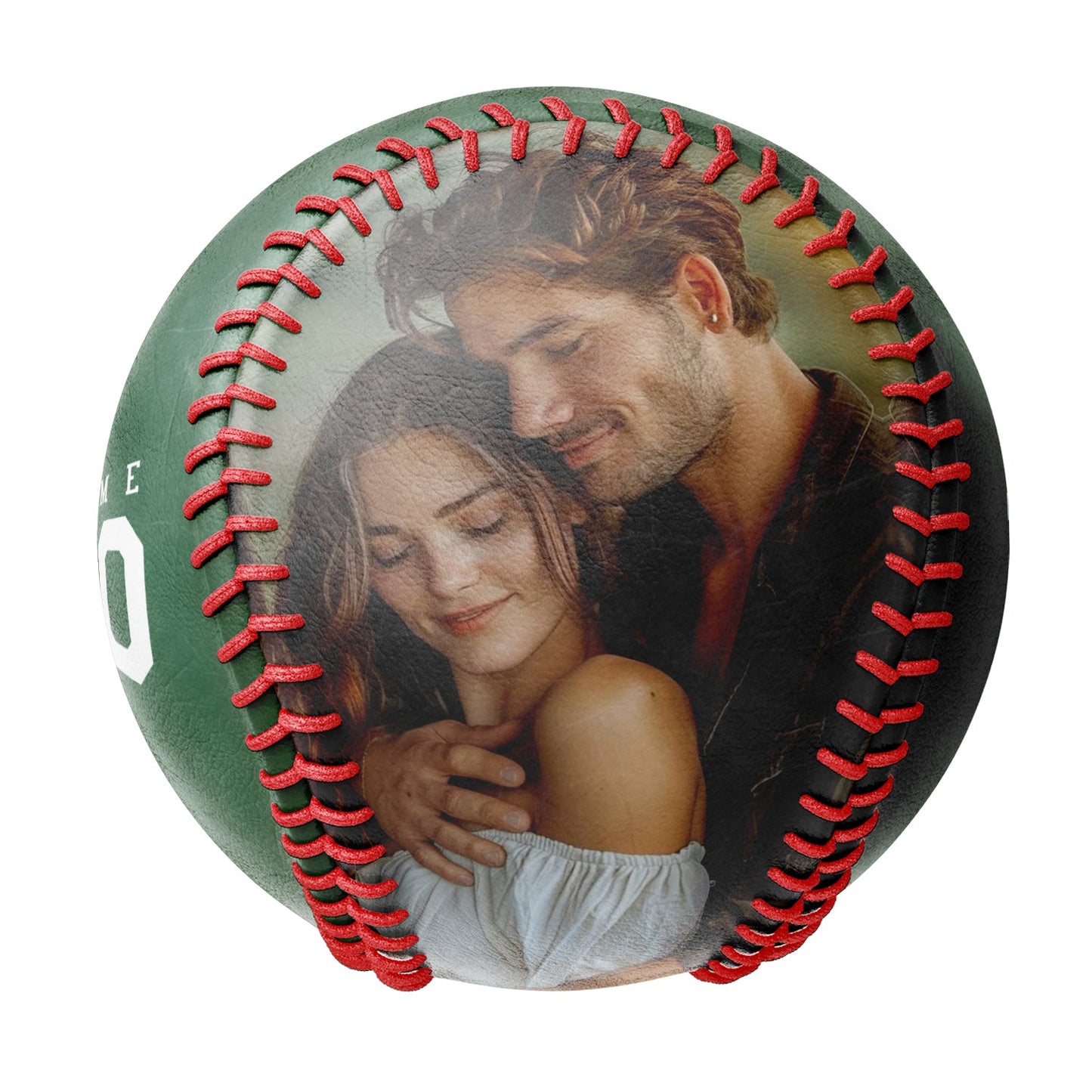 Personalized Anniversary Name Time Photo Green Baseballs