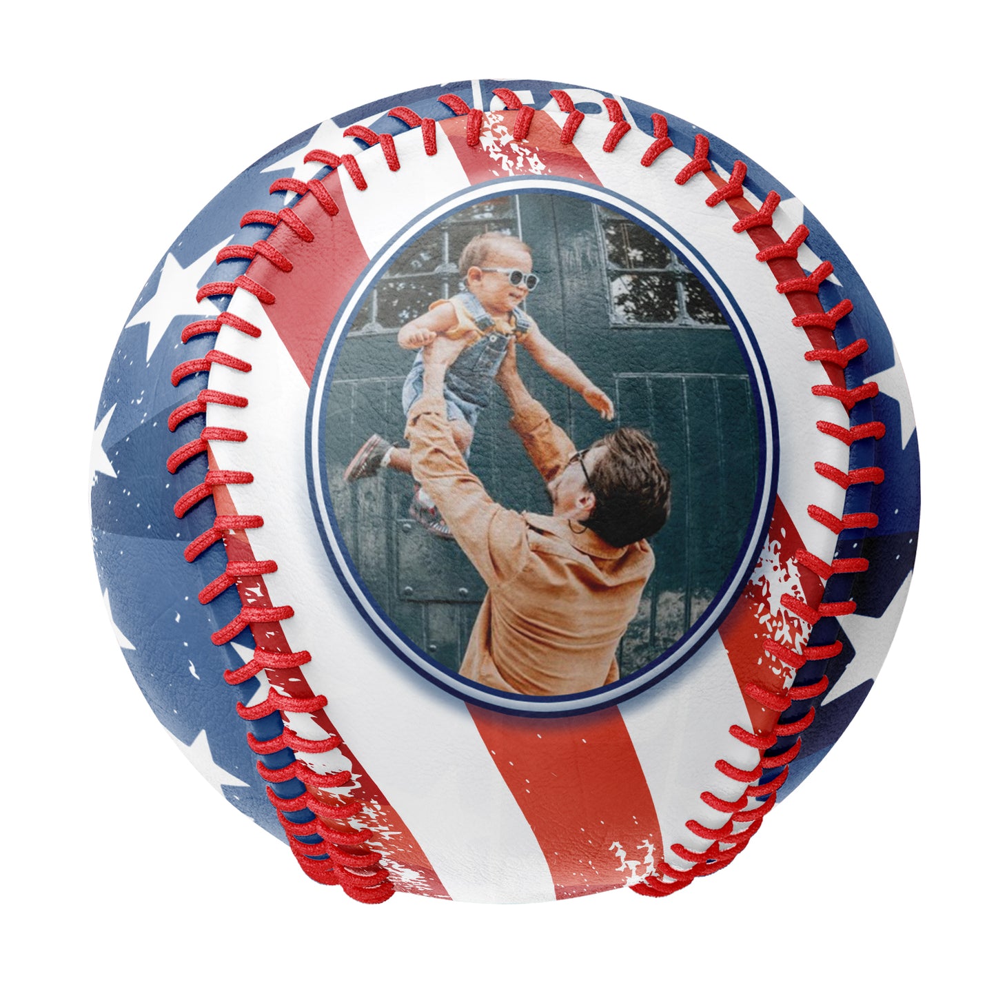 Personalized Dad Grandpa USA Flag Photo Baseballs