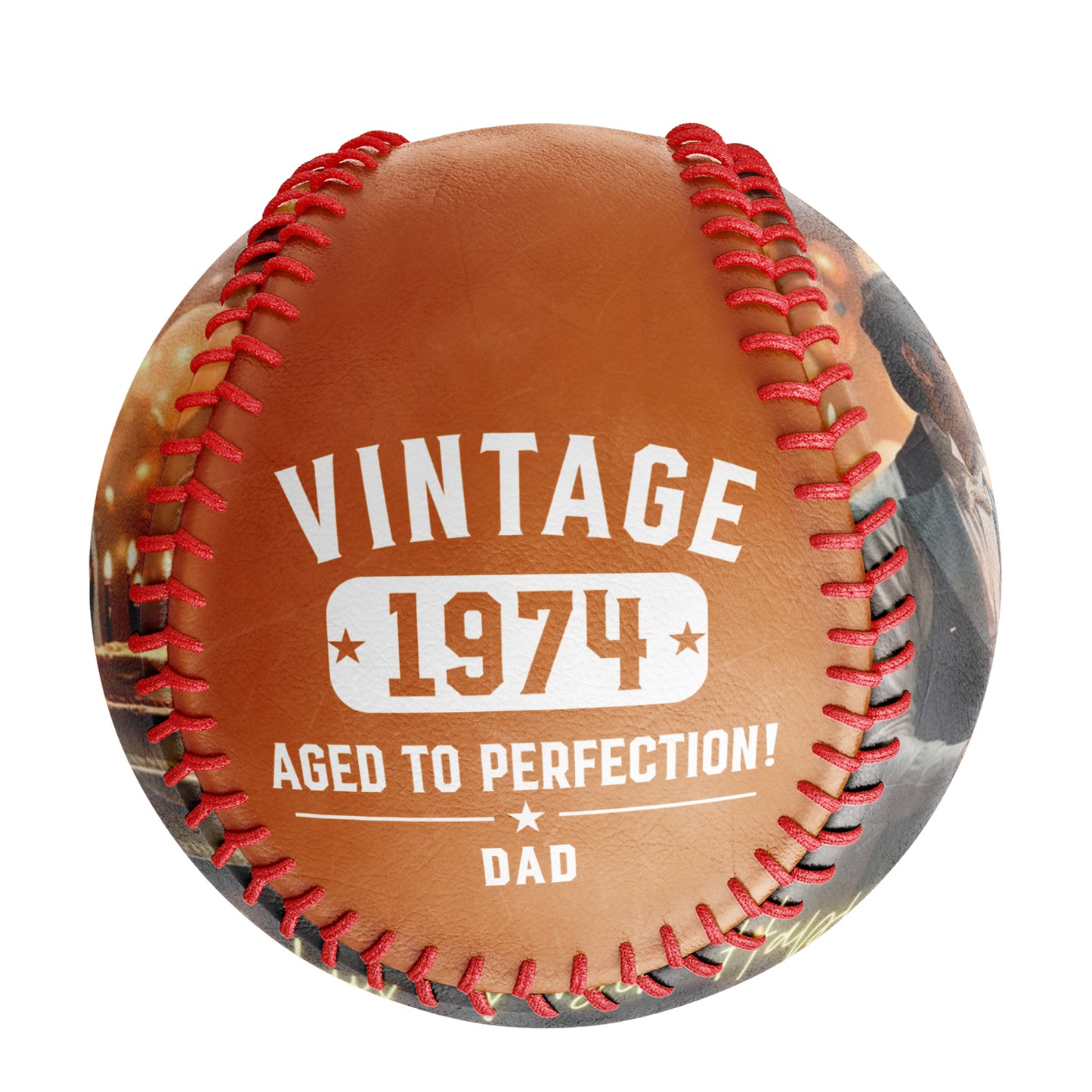 Personalized Dad Grandpa Birthday Name Time Photo Orange Baseballs