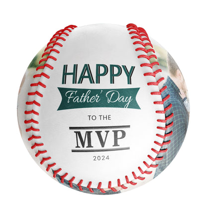 Personalized Dad Grandpa Photo Time White Baseballs,Happy Father's Day To The MVP,Father's Day Gift