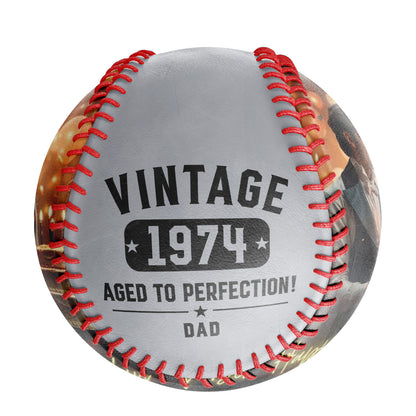 Personalized Dad Grandpa Birthday Name Time Photo Light Gray Baseballs