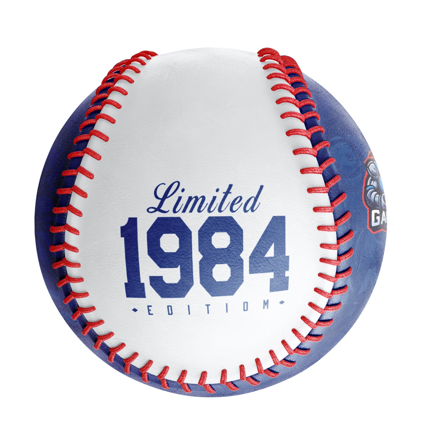 Personalized Game Name Time Logo Royal White Baseballs