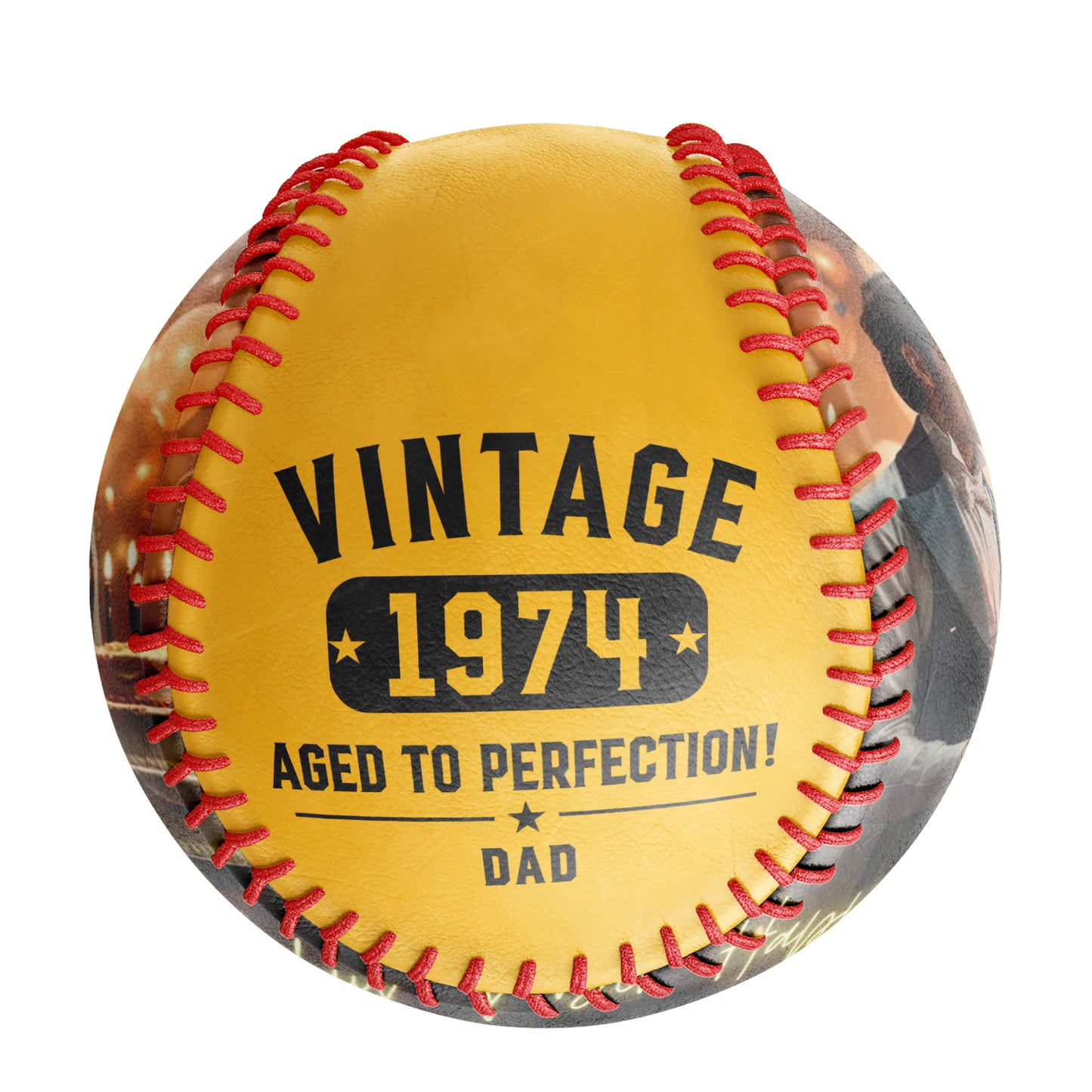 Personalized Dad Grandpa Birthday Name Time Photo Gold Baseballs