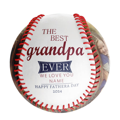 Personalized Dad Grandpa Photo Name Time White Baseballs,We Love You,Father's Day Gift