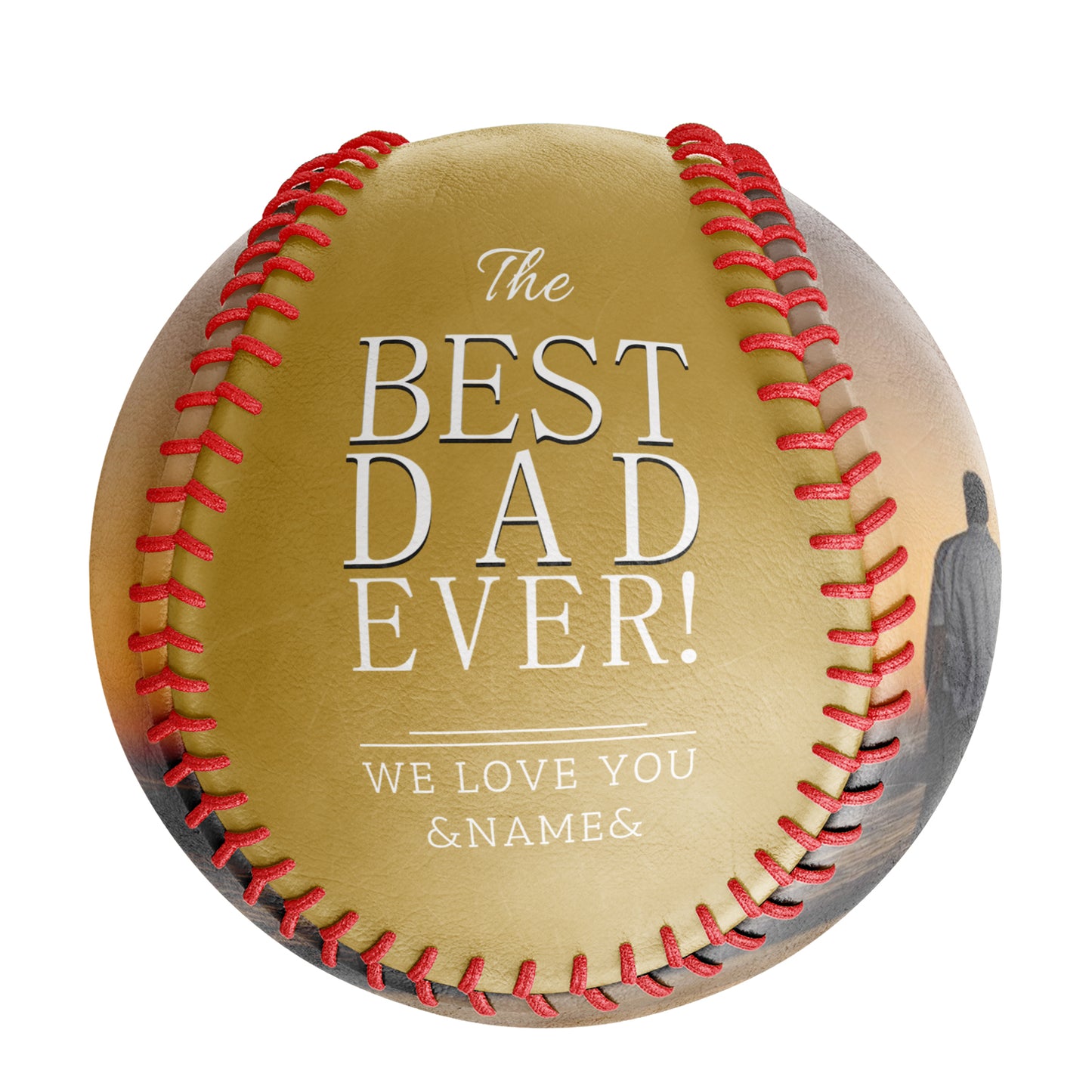 Personalized Dad Grandpa Photo Name Old Gold Baseballs,We Love You,Father's Day Gift