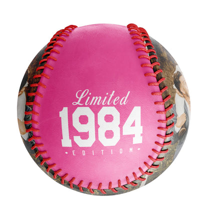 Personalized Dad Name Age Photo Pink Baseballs