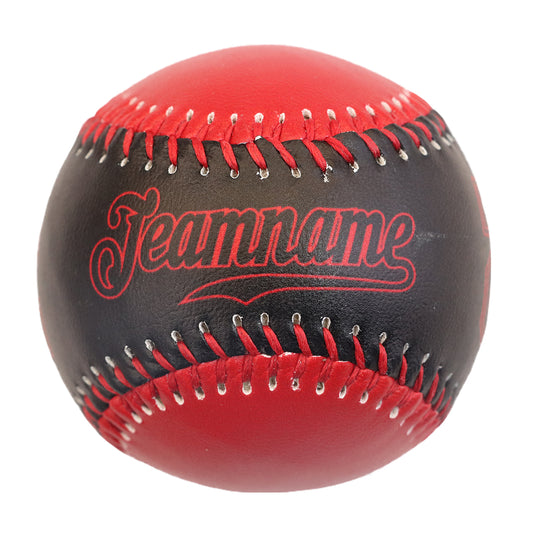 Custom Black Red Split Half Leather Black Authentic Baseballs