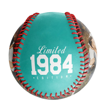 Personalized Dad Name Age Photo Aqua Baseballs