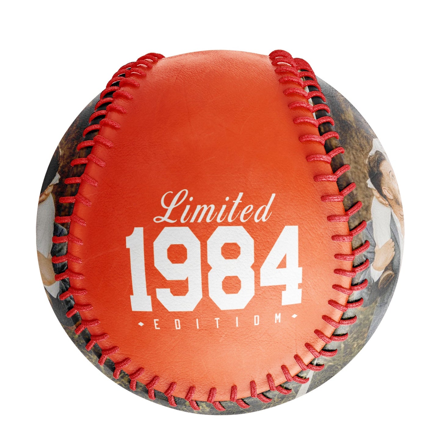 Personalized Dad Name Age Photo Orange Baseballs